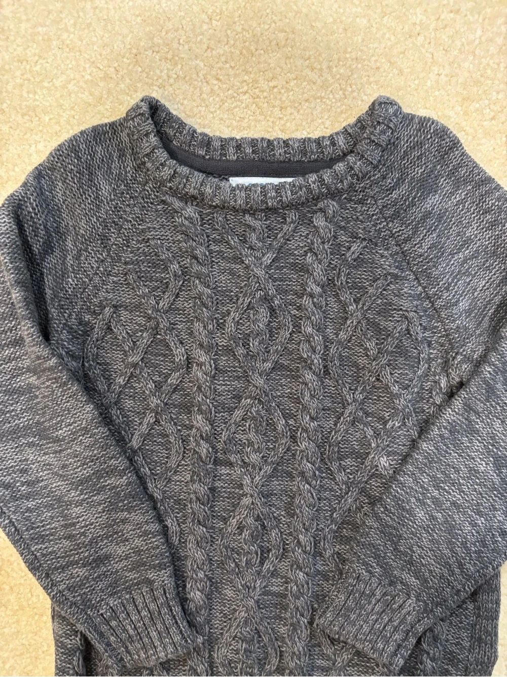 Old Navy Boys Cable Knit Crewneck Charcoal Sweater Size 4T